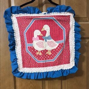 Vintage Handmade Red and Blue Goose Pillow cover
